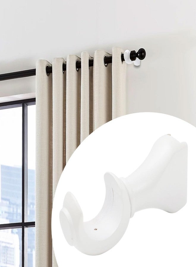 Risbay Curtain Rod Brackets White Wood Support Bracket 1-3/8in Dia Wooden Window Curtain Hooks for Curtain Rod, 4PCS - Image 5